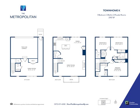 Floor plan for 3 beds, 4 baths, 2767 sqft
